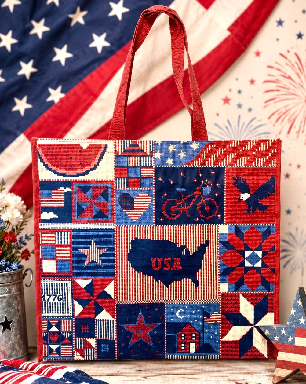 Patriotic USA XL Tote Bag. (FREE with orders $120 or more, FREE Shipping & 20% off) Use Code> FREETOTE