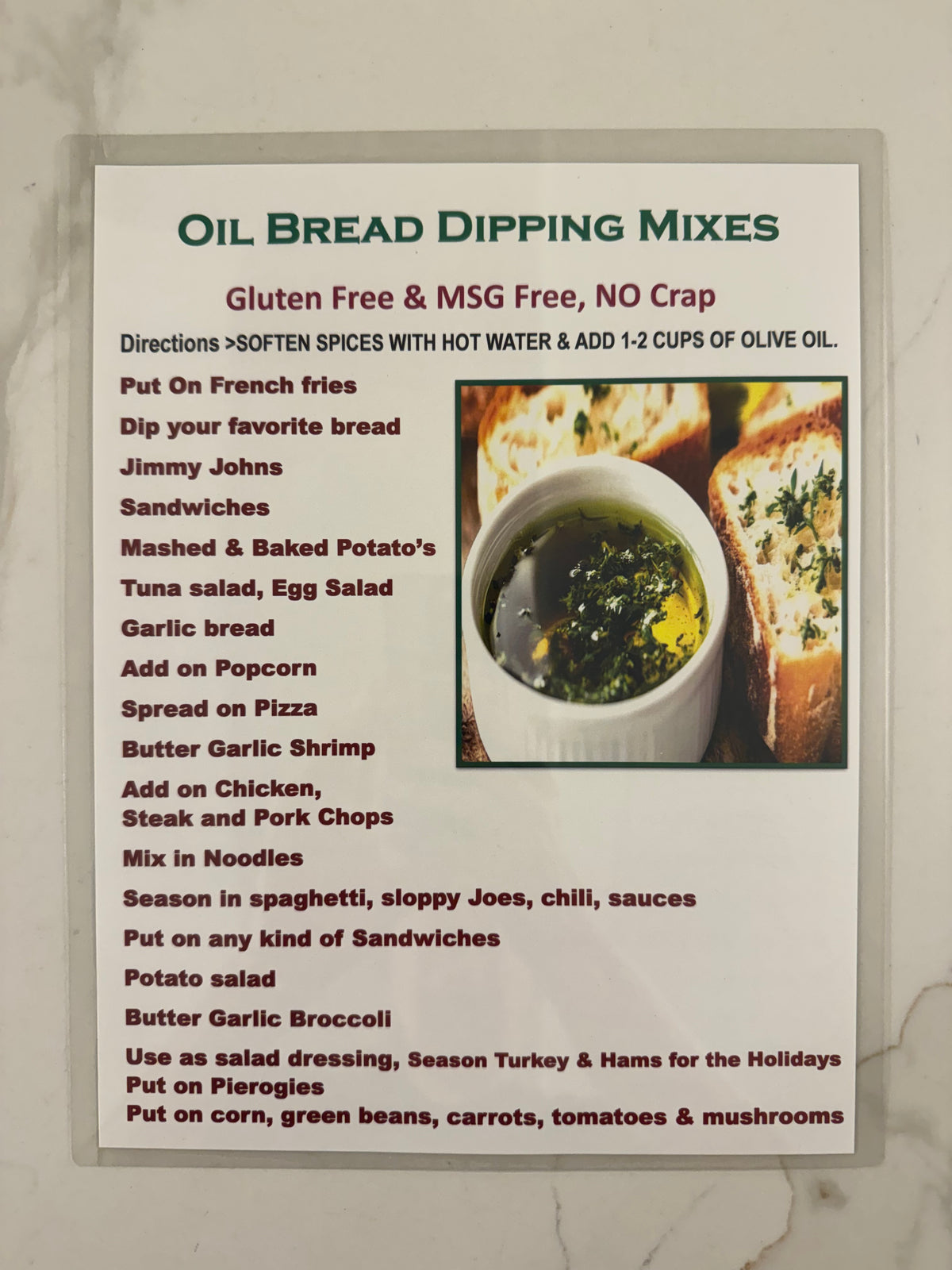ButterGarlic Oil Bread Dipping. “Our Best Seller”