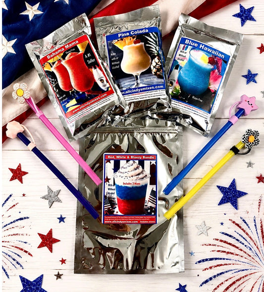 Patriotic 3 Mix Bundle     >Cherry Bomb Slush, Blue Hawaiian, Pina Colada "Ninja & Blender Recipes Included"