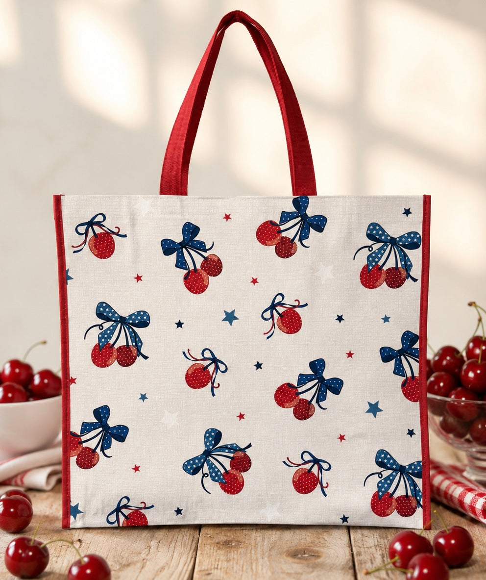 XL Cherry Themed Tote Bag.